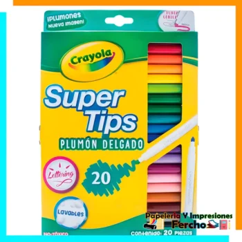 Marcador Super Tips Crayola Delgado Lavable con 20 Piezas