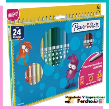 Marcador para Colorear Delgado Punta Cónica Caja con 24 Piezas Paper Mate
