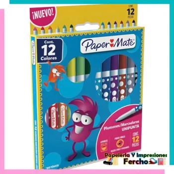 Marcador para Colorear Delgado Punta Cónica Caja con 12 Piezas Paper Mate