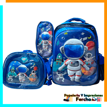 Trio Mochila Lochera Y Lapicero Variedad de diseños niño y niña