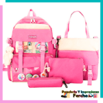 Mochila bolsa de mano y estuche con accesorios