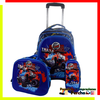 Kit Mochila Escolar De Llantas Infantil