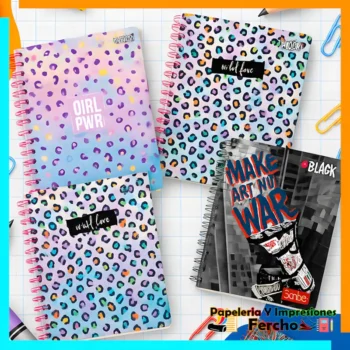 Cuaderno Profecional Doble Espiral 180H y 200H Incolor Black
