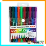 Paquete con 10 plumas / bolígrafos escolares triangulares con punta de 1mm