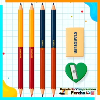 Lapicera Kit 2 lapiz duo, 2 Bicolor, Borrador y Sapauntas